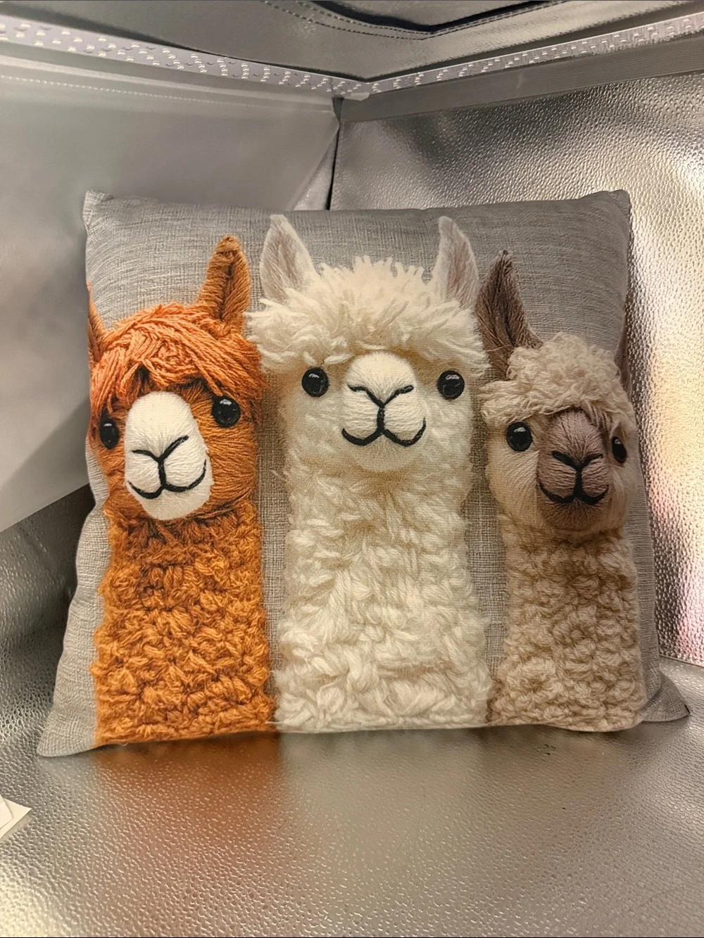 Alpaca Trio Decorative Throw Pillow Cover- Orange, Cream & Tan